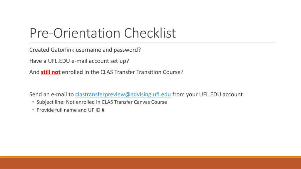 pre orientation checklist 2