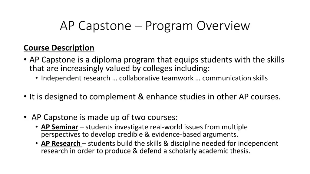 ap capstone program overview