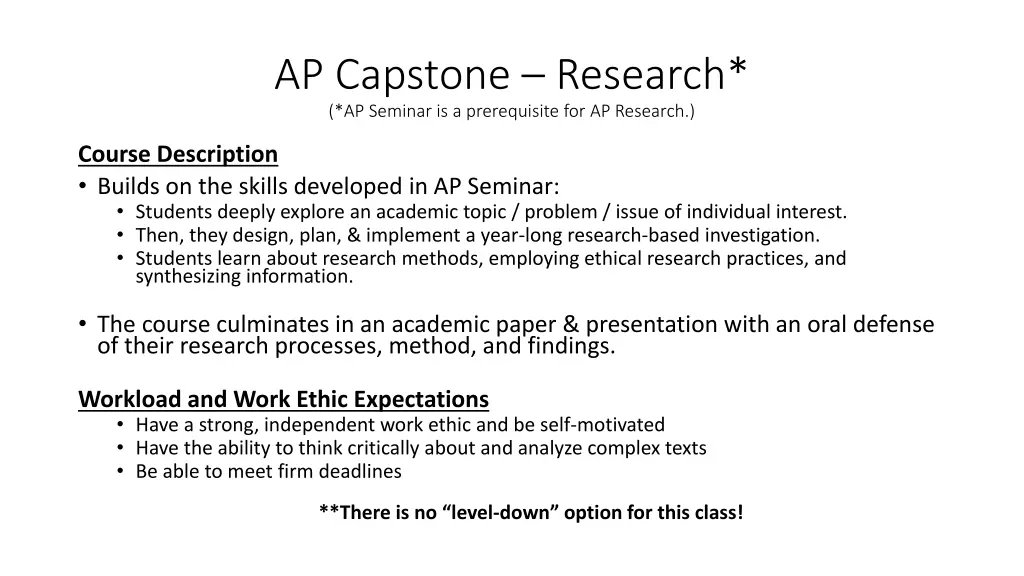 ap capstone research ap seminar is a prerequisite
