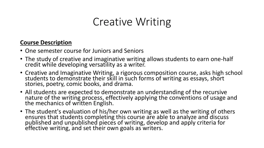 creative writing