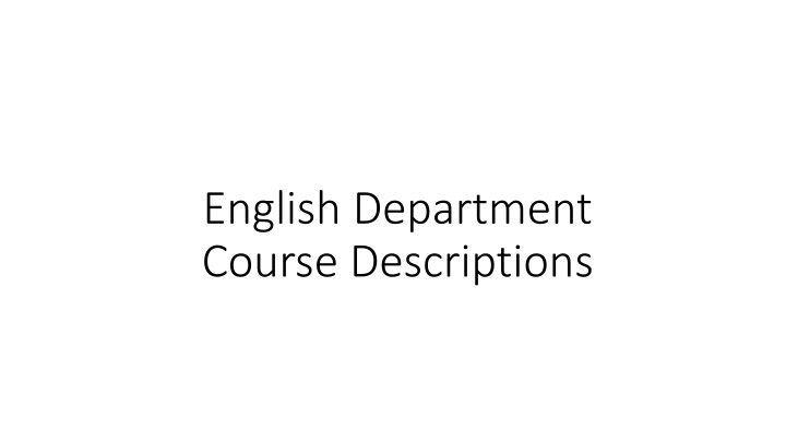 english department course descriptions