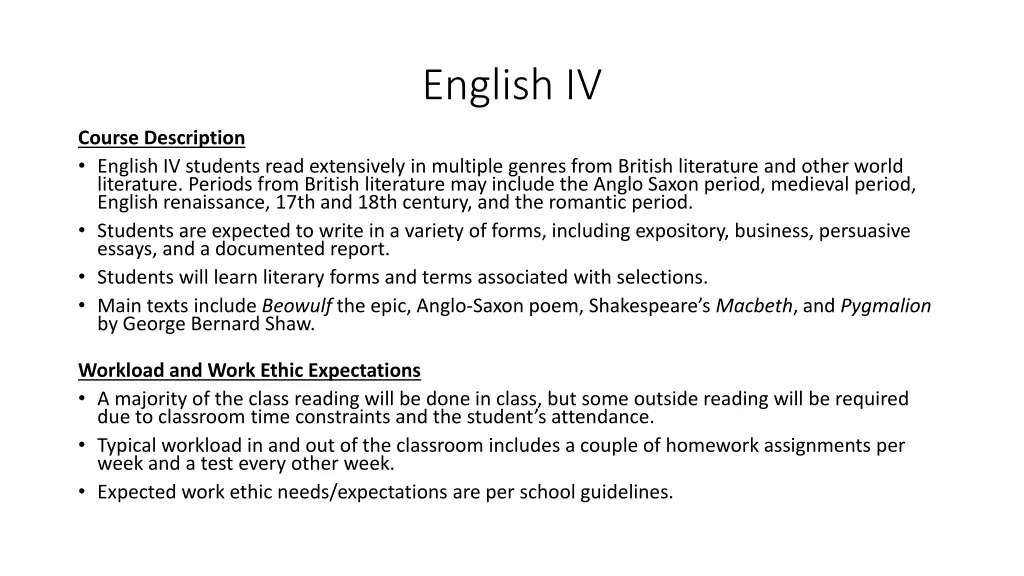 english iv