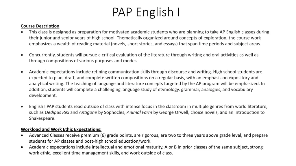 pap english i