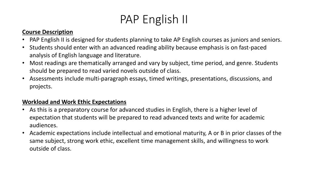 pap english ii