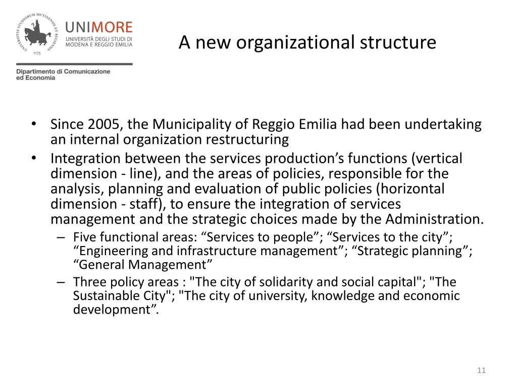 a new organizational structure