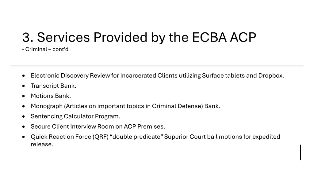 3 services provided by the ecba acp criminal cont 1