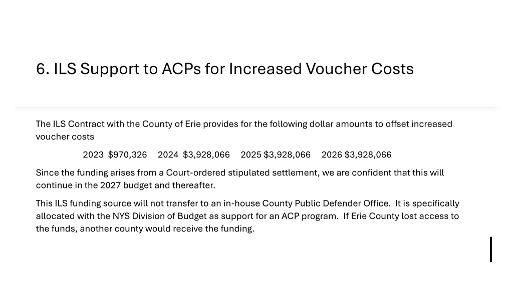 6 ils support to acps for increased voucher costs 2