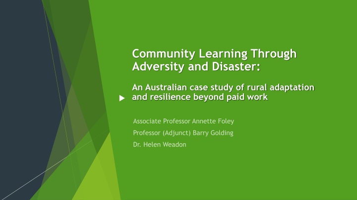 community learning through adversity and disaster