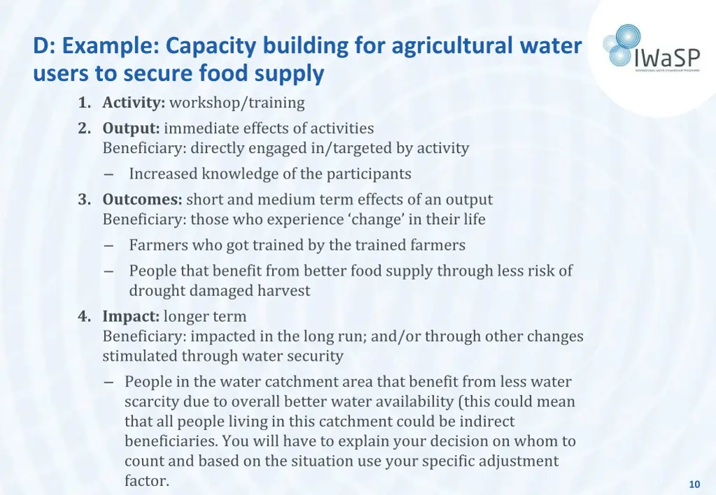 d example capacity building for agricultural