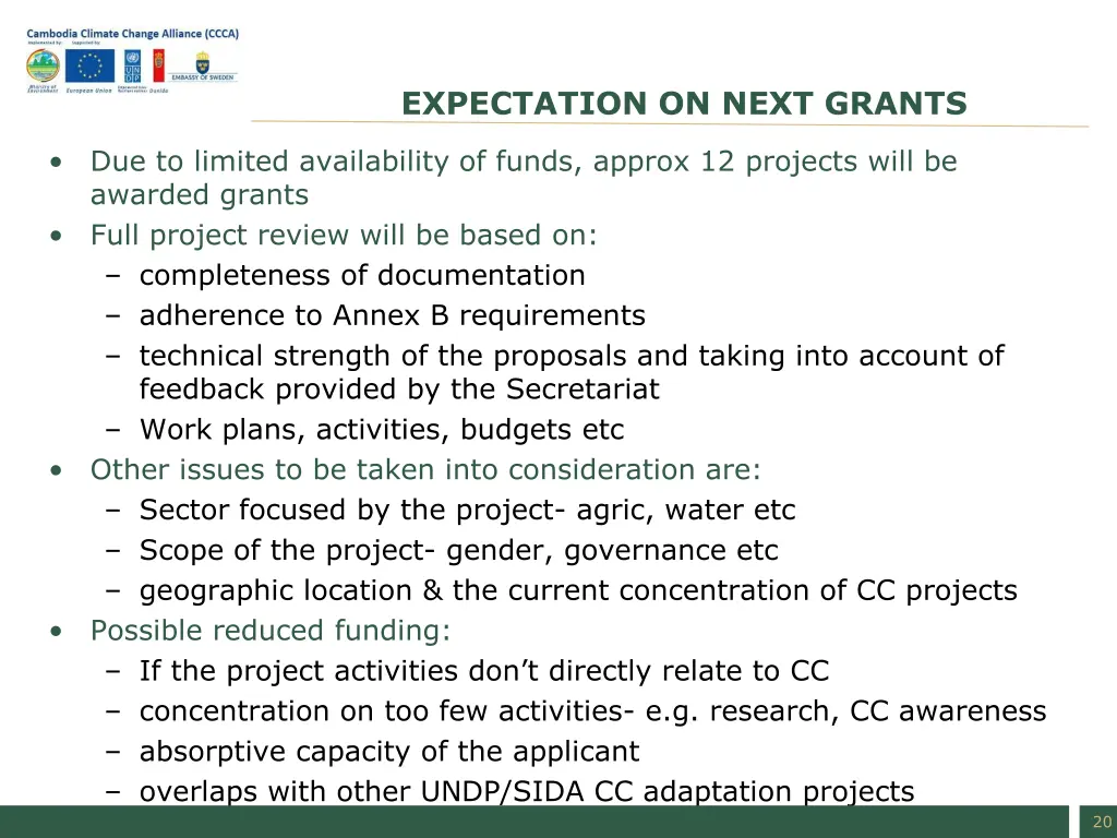 expectation on next grants