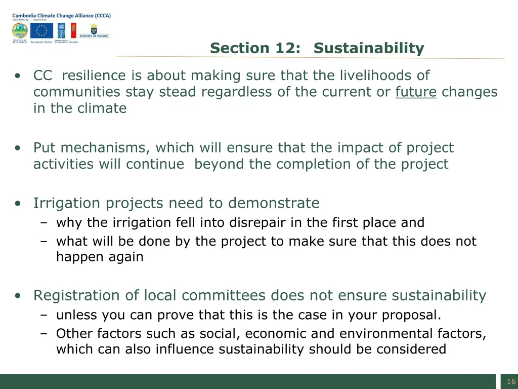 section 12 sustainability