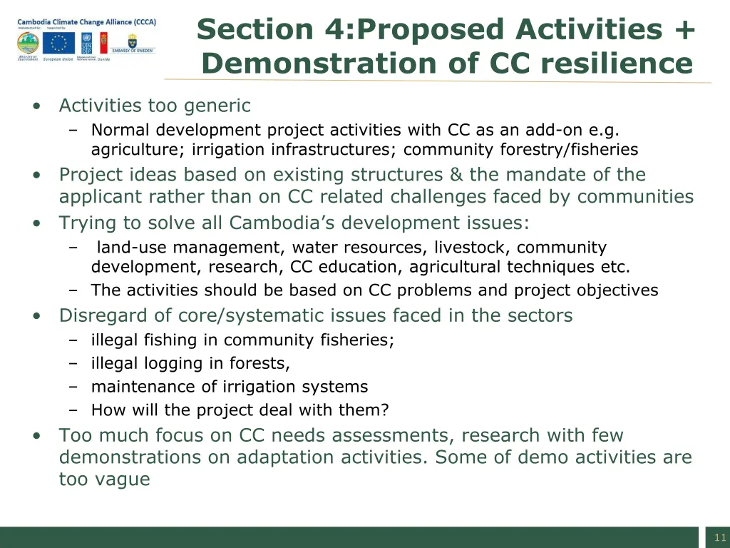 section 4 proposed activities demonstration