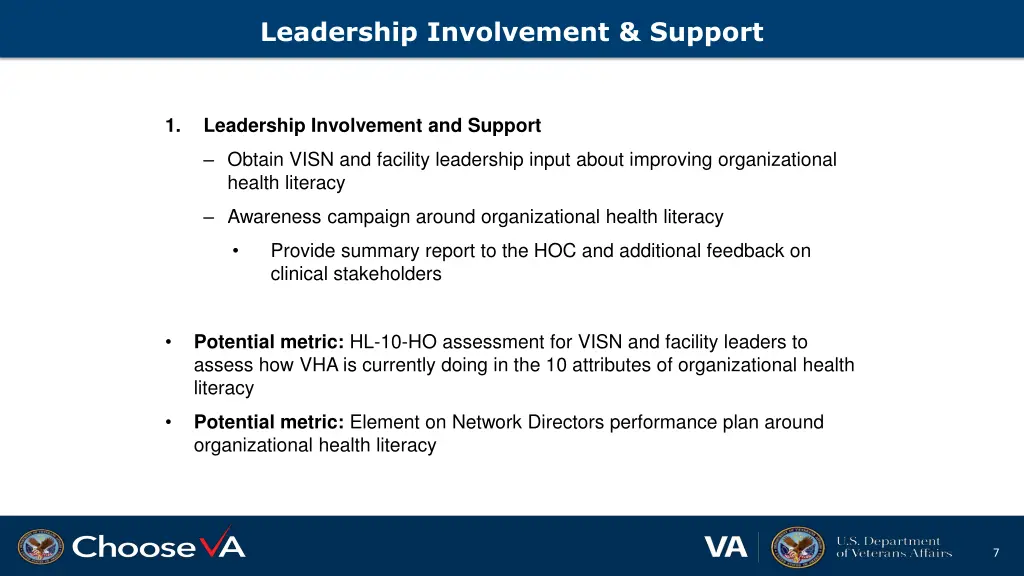 leadership involvement support