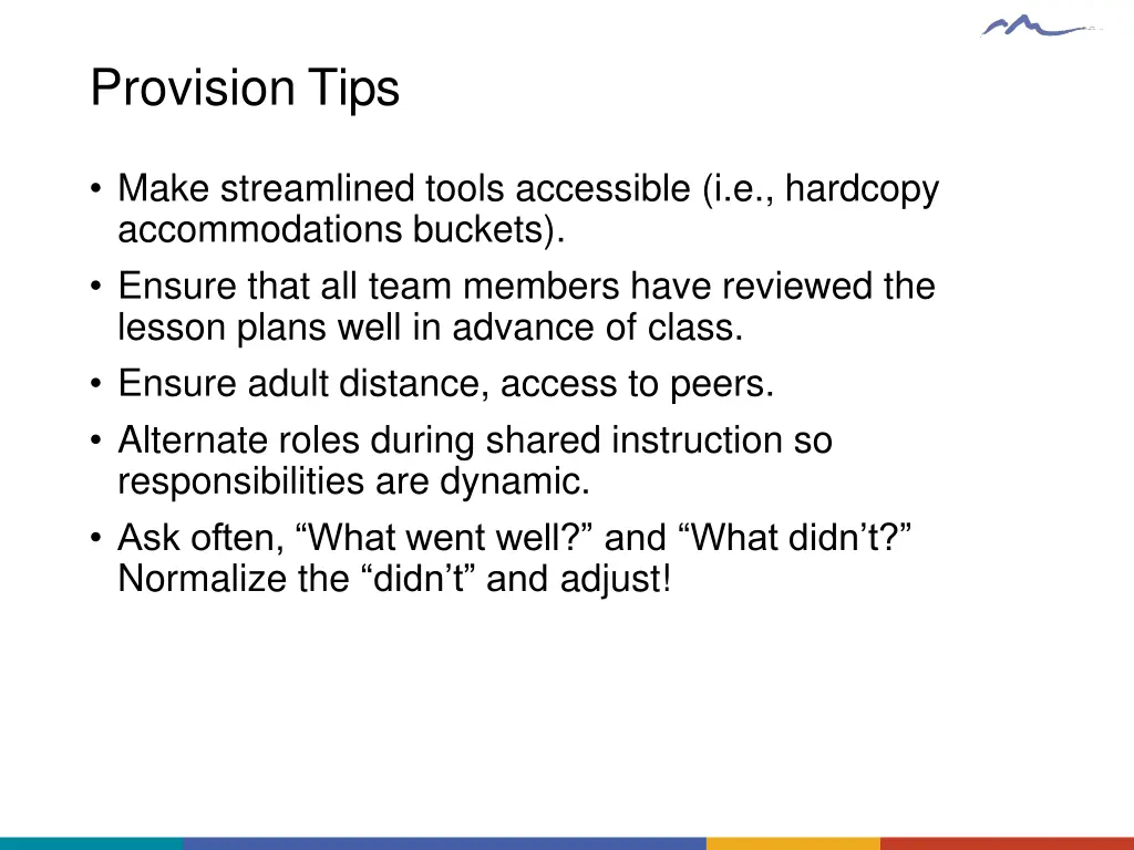 provision tips