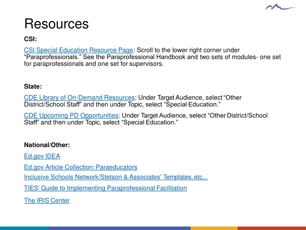 resources