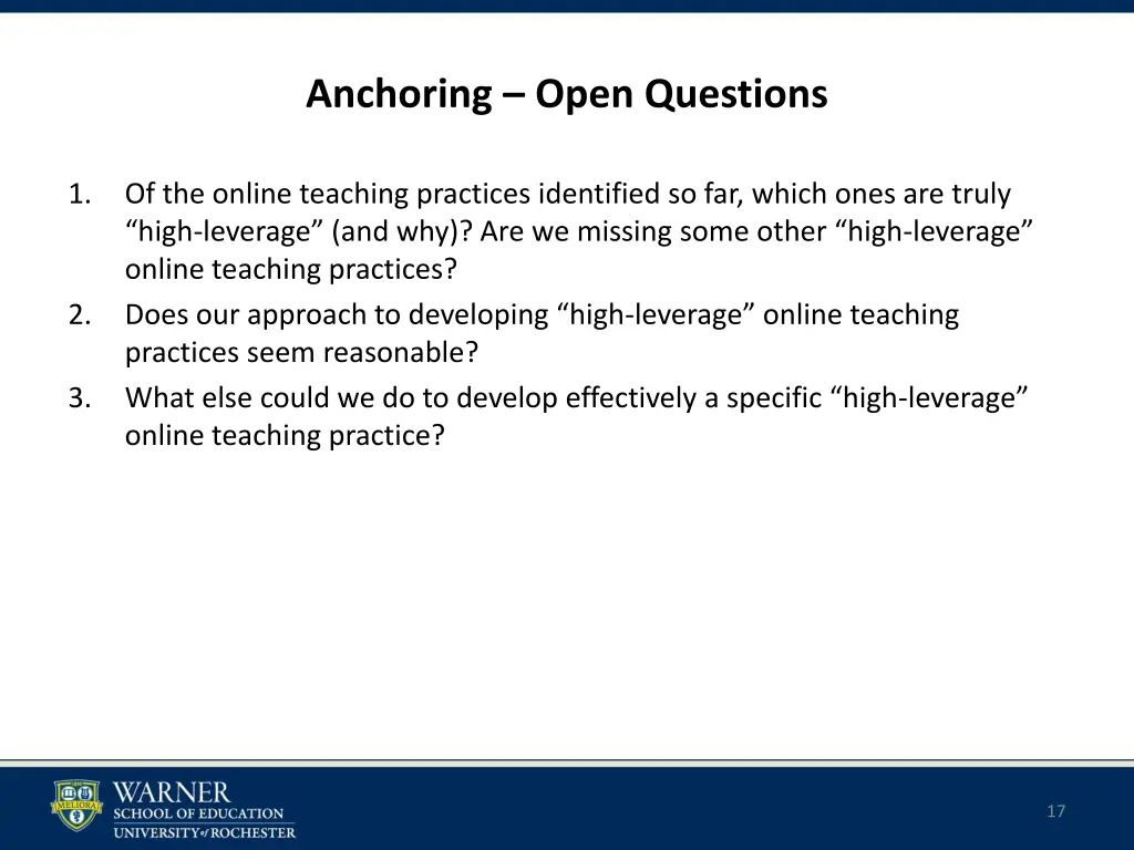 anchoring open questions