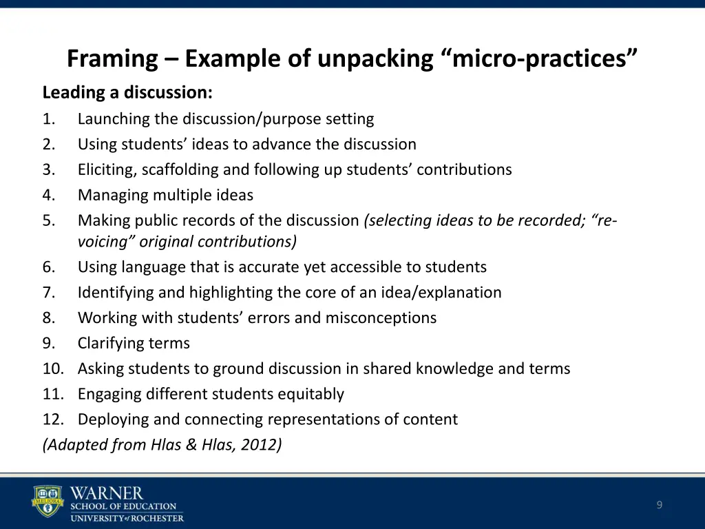 framing example of unpacking micro practices