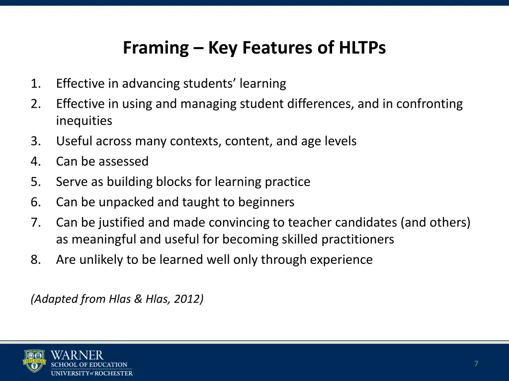 framing key features of hltps