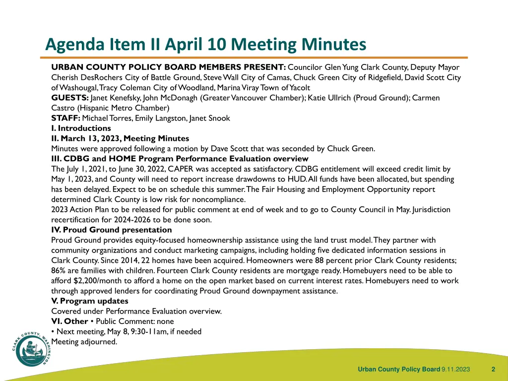 agenda item ii april 10 meeting minutes