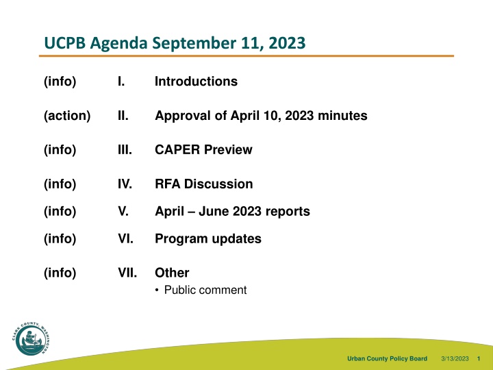 ucpb agenda september 11 2023