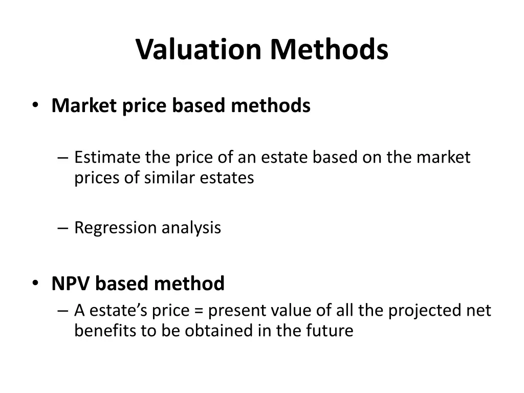 valuation methods