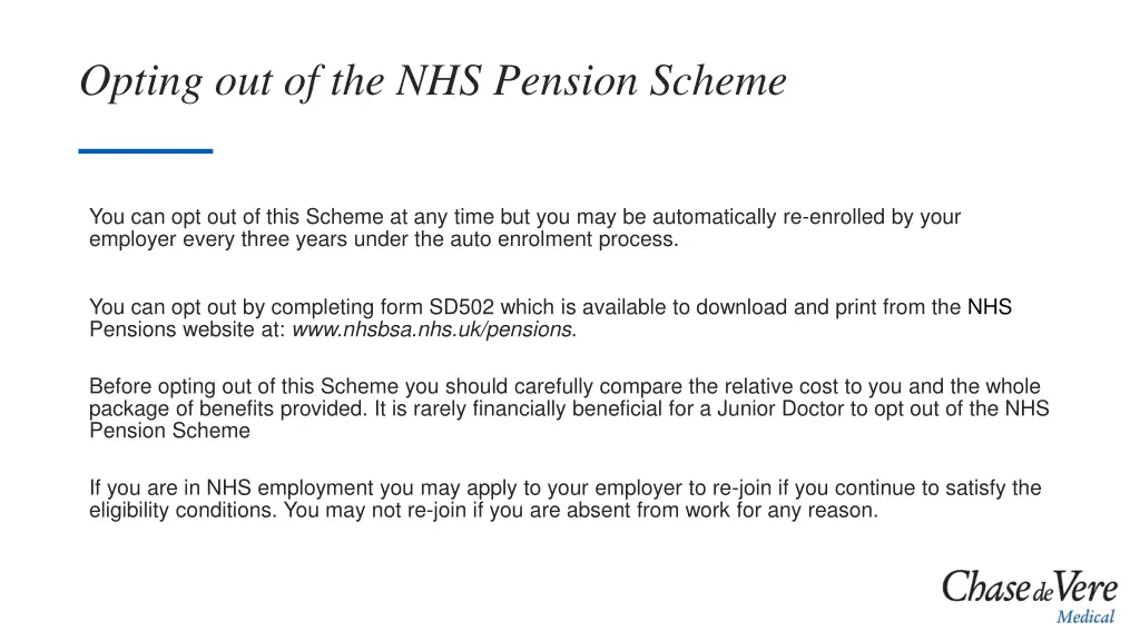 opting out of the nhs pension scheme