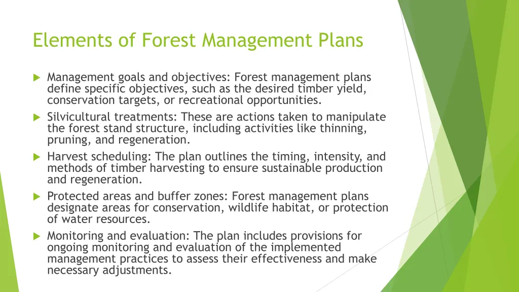 elements of forest management plans