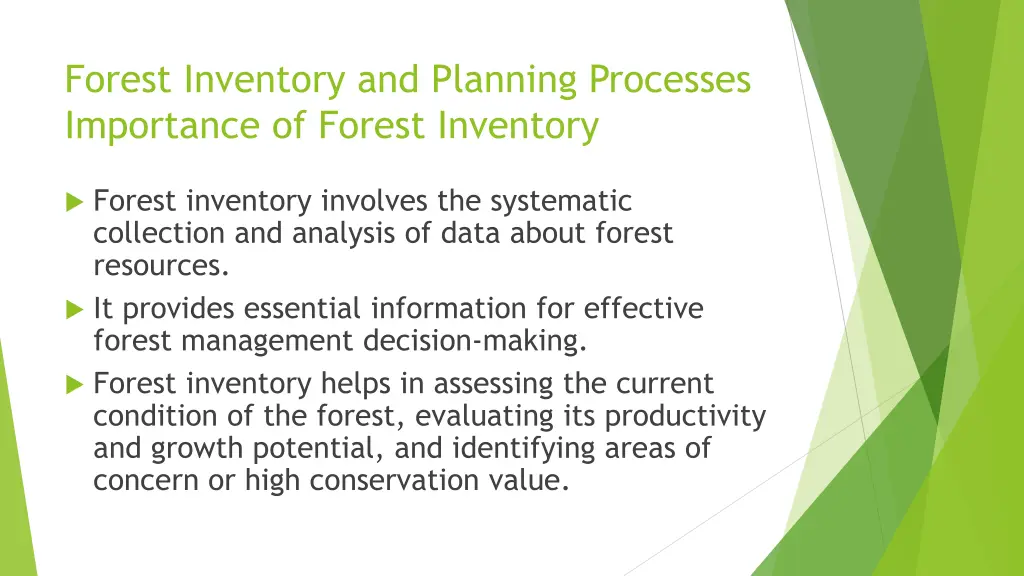 forest inventory and planning processes