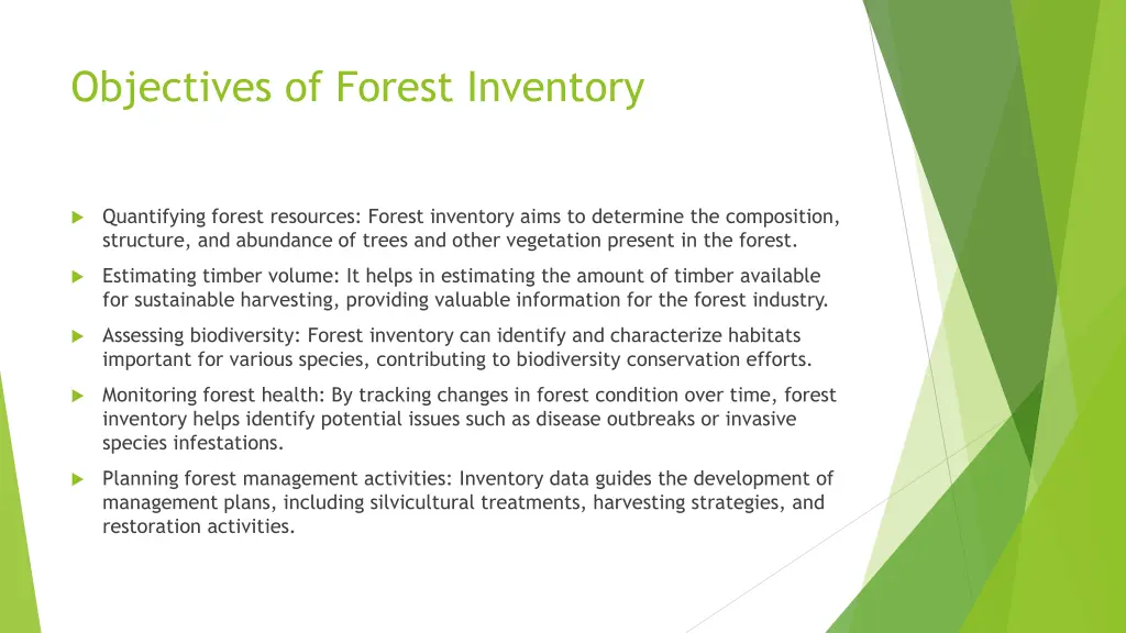 objectives of forest inventory