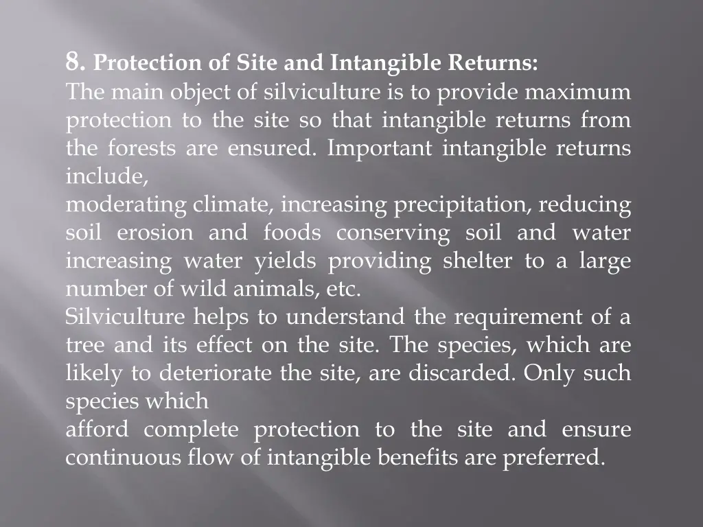 8 protection of site and intangible returns
