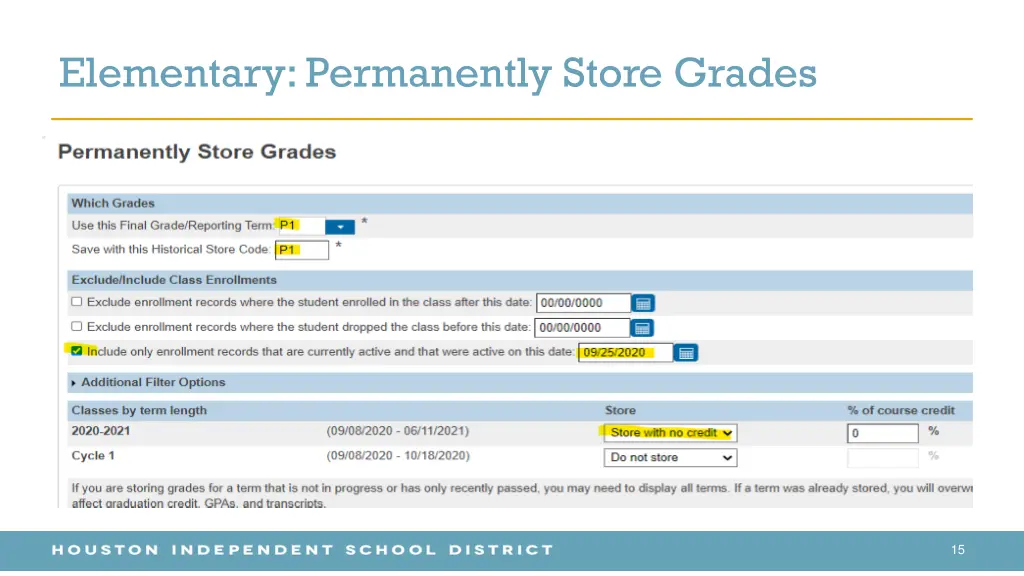 elementary permanently store grades