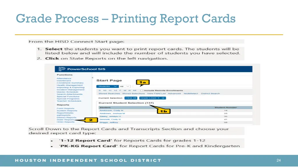 grade process printing report cards