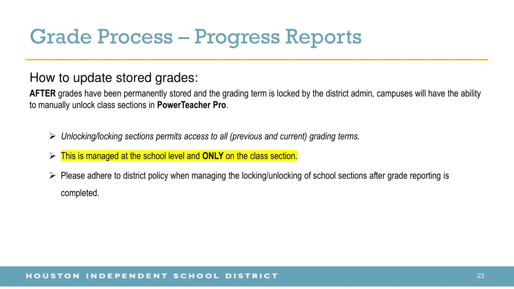 grade process progress reports