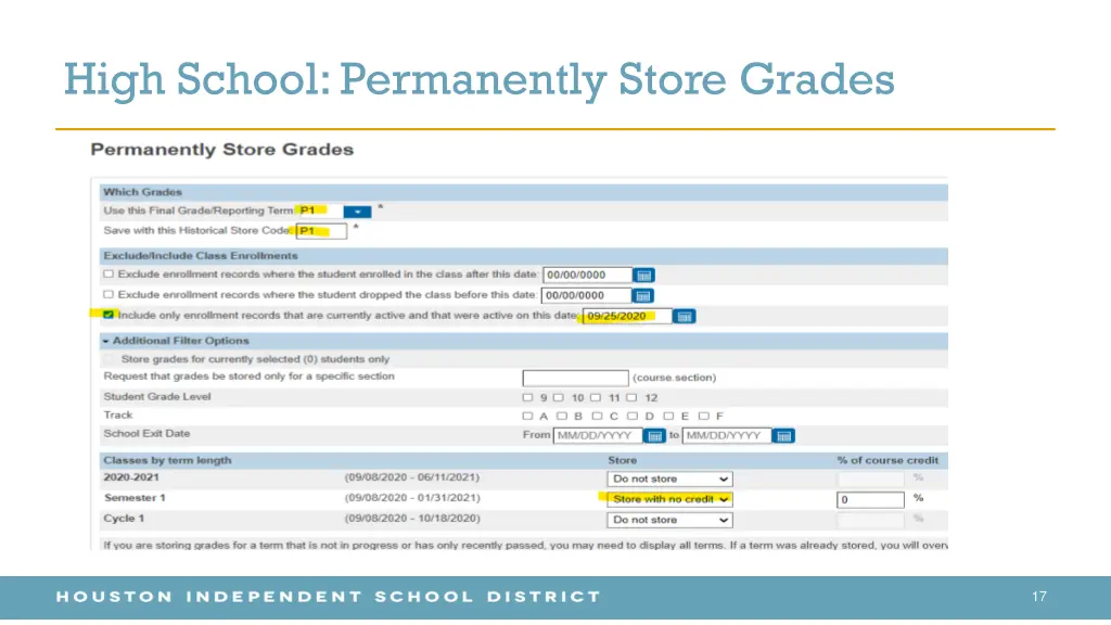high school permanently store grades
