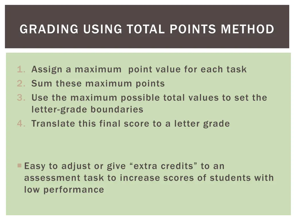 grading using total points method