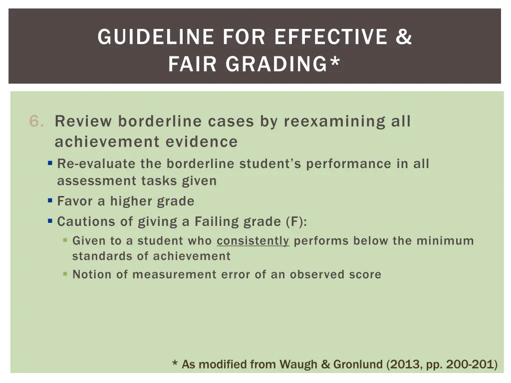 guideline for effective fair grading