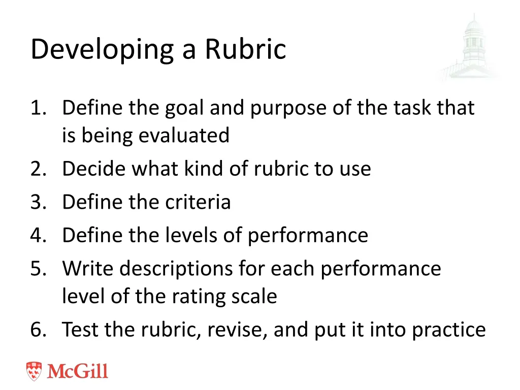 developing a rubric