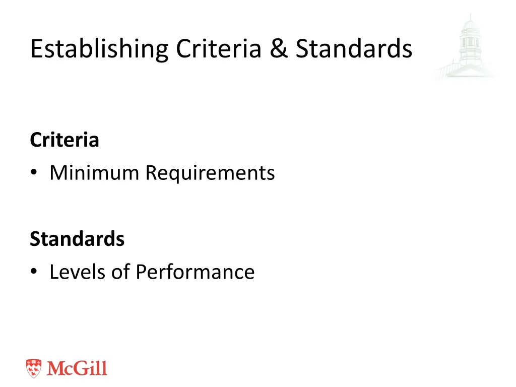 establishing criteria standards