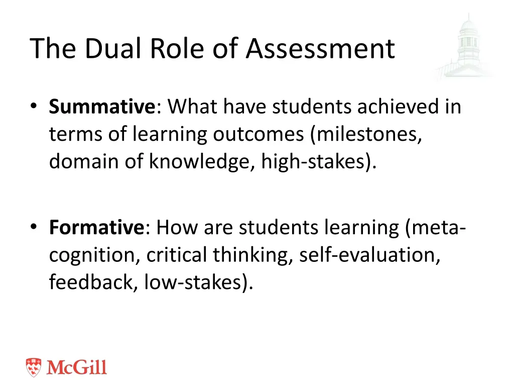 the dual role of assessment