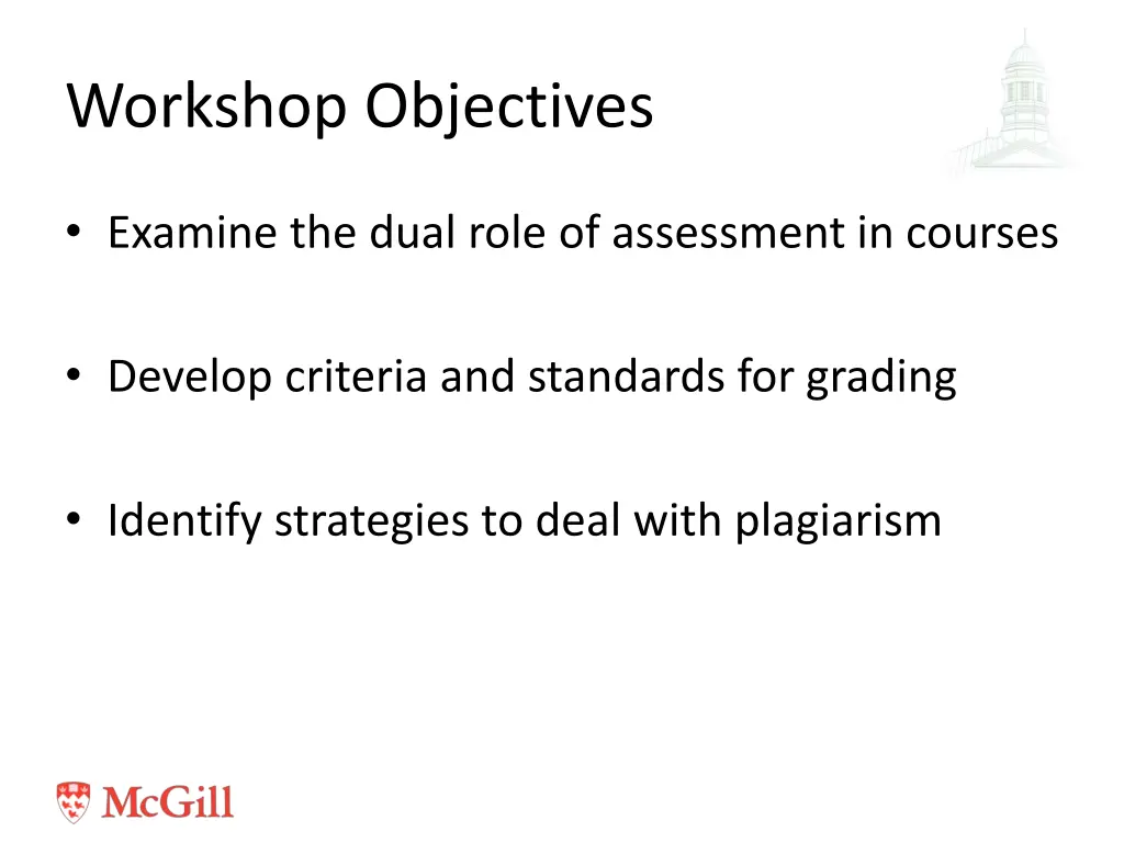 workshop objectives