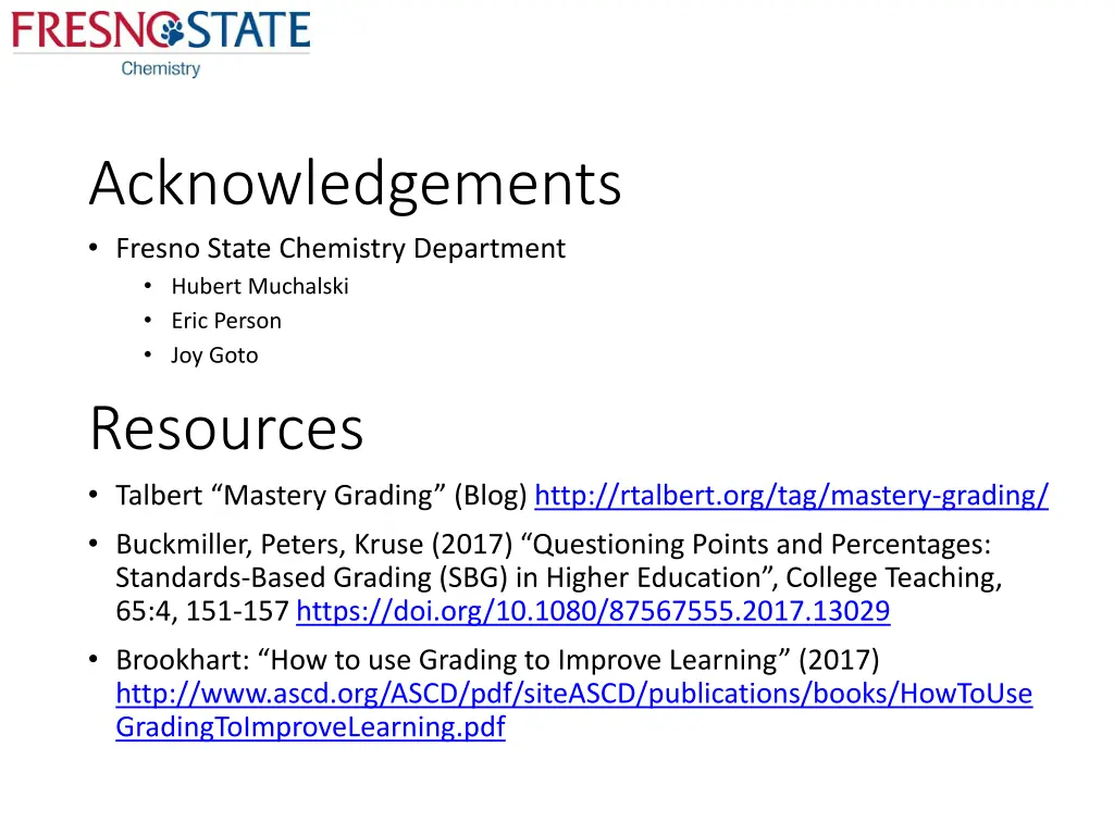 acknowledgements fresno state chemistry