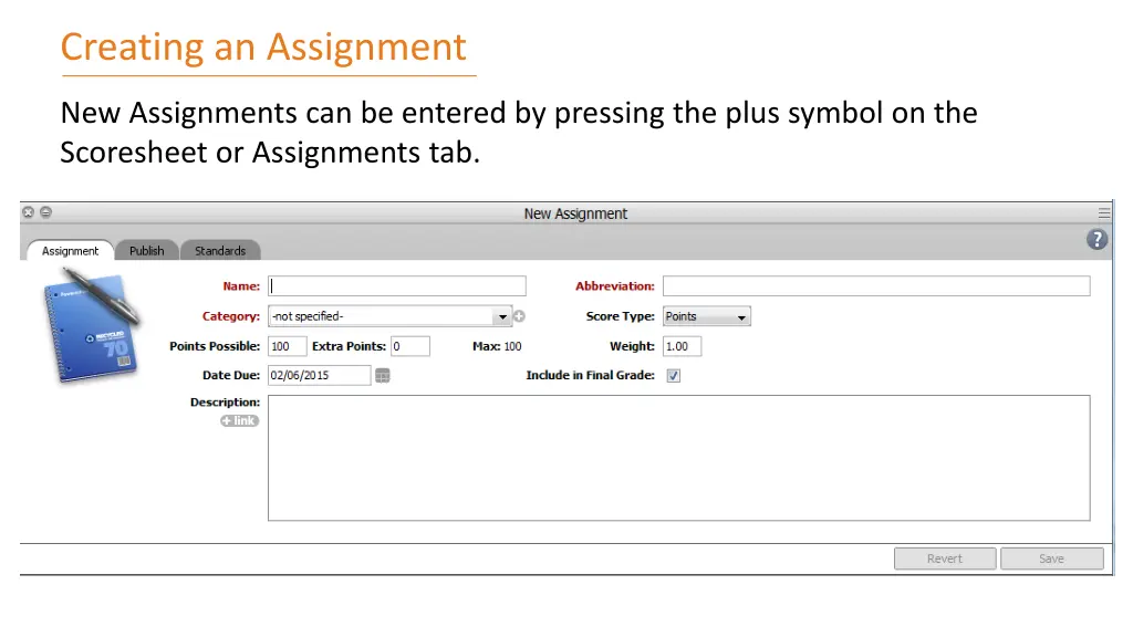creating an assignment