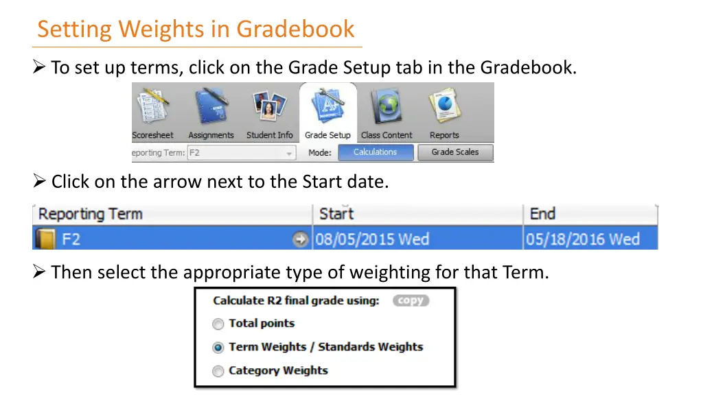 setting weights in gradebook 1