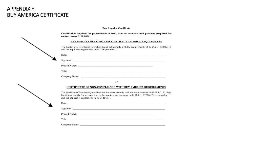 appendix f appendix f buy america certificate