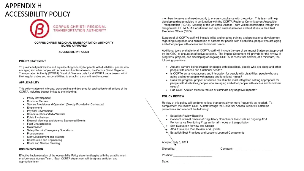 appendix h appendix h accessibility policy