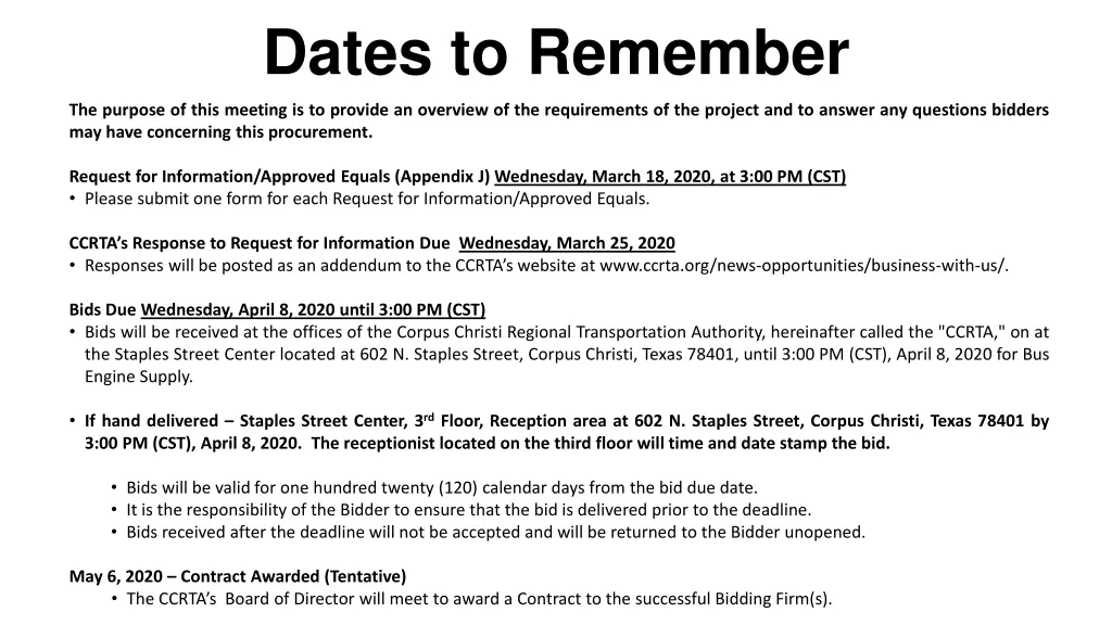 dates to remember