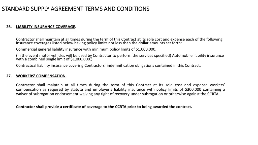 standard supply agreement terms and conditions