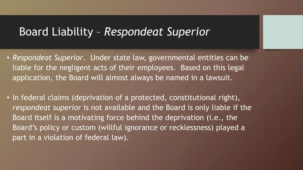 board liability respondeat superior