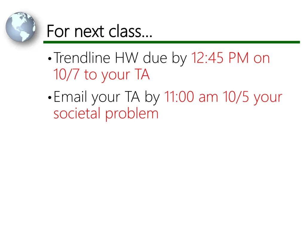 for next class for next class trendline
