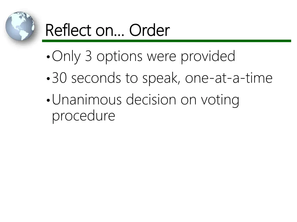 reflect on order reflect on order only 3 options